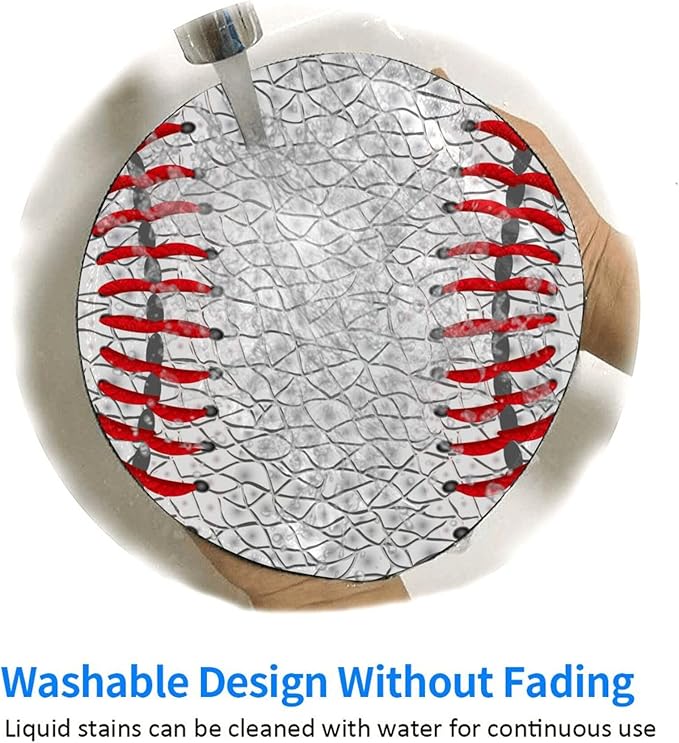 Baseball Round Mouse Pad Premium Textured Mouse Mat Washable Mousepads with Extended Stitched Edges Non Slip Rubber Base Small Mousepad 7.9 X 7.9 X 0.12 Inches