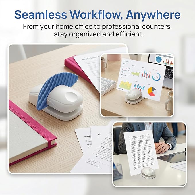 Plastic Document Holder for Typing, Portable Paper Stand with Non-Slip Base for A4 Paper, Compact Reading Clip Holder for Office Desk, Computer, Bank - Blue