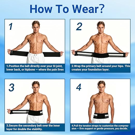 Back Brace for Lower Back Support Brace Pain Hip Sacroiliac Hip and Spine Pain - Breathable & Adjustable Light weight Lumbar Belt for Home Work and Exercise Suitable Women &men (Large)