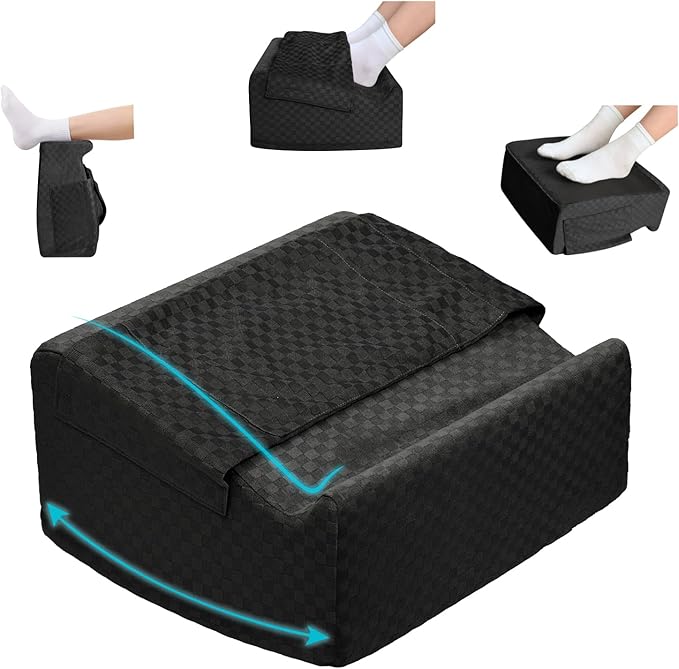 Ergonomic Foot Rest for Under Desk at Work – 15° Tilt Angle Under Desk Footrest with High-Resilience Foam, Velvet Top & Non-Slip Base, Comfortable Foot Stool for Office Chair and Home, Black