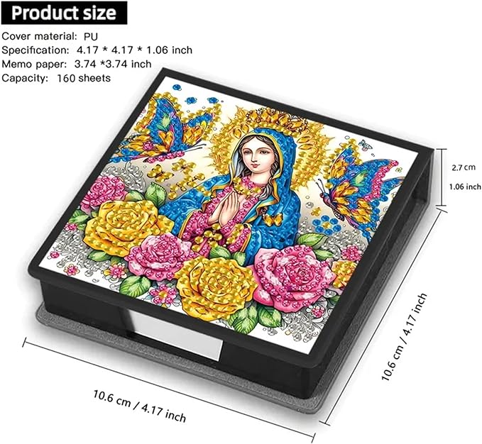 Woman Diamond Painting Kit Note Box,Memo Paper Storage Box Diamond Art,Sticky Note Holder Diamond Art,Diamond Painting Memo Pad For Office Desk. (woman)
