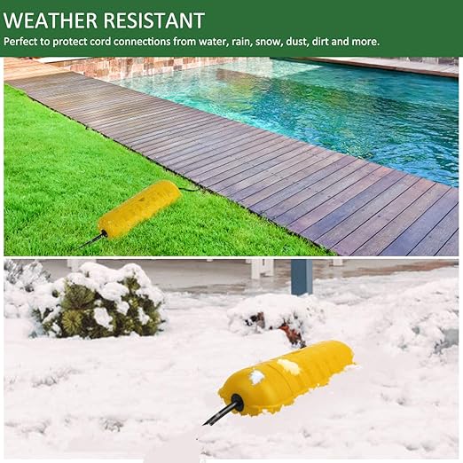 Flemoon Outdoor Extension Cord Safety Cover with Waterproof Protector Seal, Weatherproof Electrical Connection Box for Outdoor Outlets, Plugs, Sockets, Holiday Decorations, Power Tools, Yellow