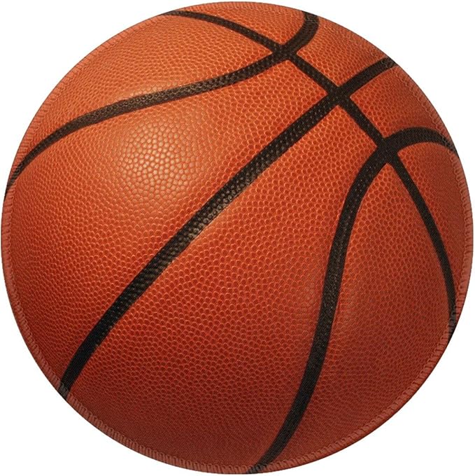 Basketball Round Mouse Pad Premium Textured Mouse Mat Washable Mousepads with Extended Stitched Edges Non Slip Rubber Base Small Mousepad 7.9 * 7.9 * 0.12 Inches
