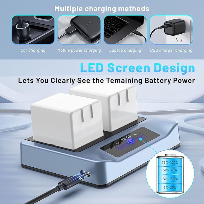New Upgrade LCD Dual-Screen Display Charger Station for Arlo Pro/pro 2 Battery, Premium Charging Station 18W PD Supports Fast Charging
