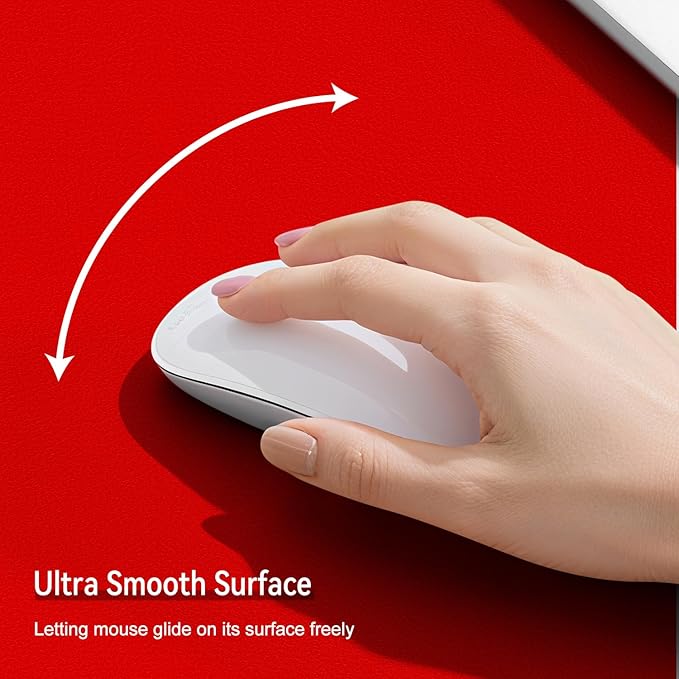Leather Mouse Pad with Stitched Edge, Waterproof Gaming Mouse Mat for Computers, Laptop, Office & Home (red, 33"*13")