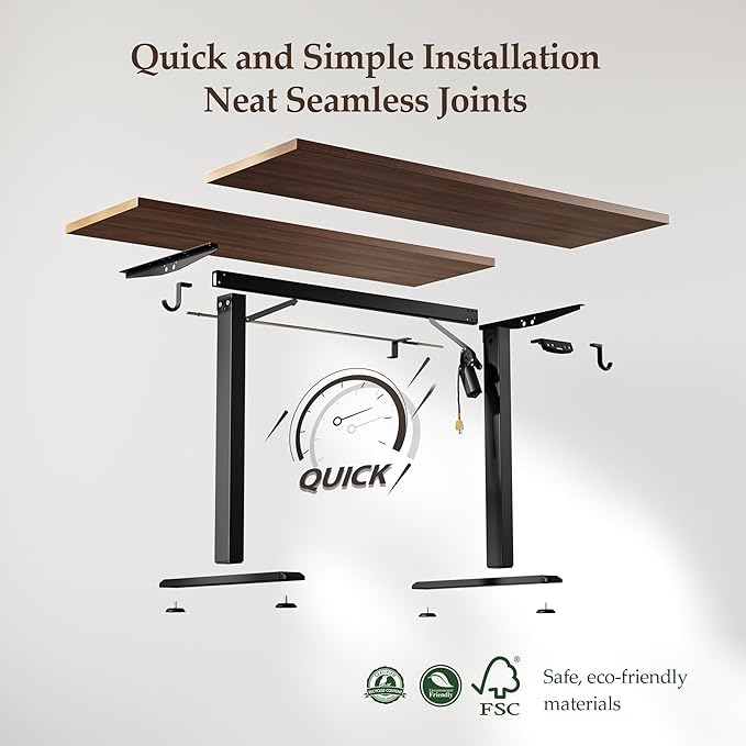 Klicelor 60 Inch Large Electric Standing Desk, Height Adjustable Office Desk, Sit Stand Up Computer Gaming Desk with Memory Preset, Two-Piece Desktop, Dark Walnut