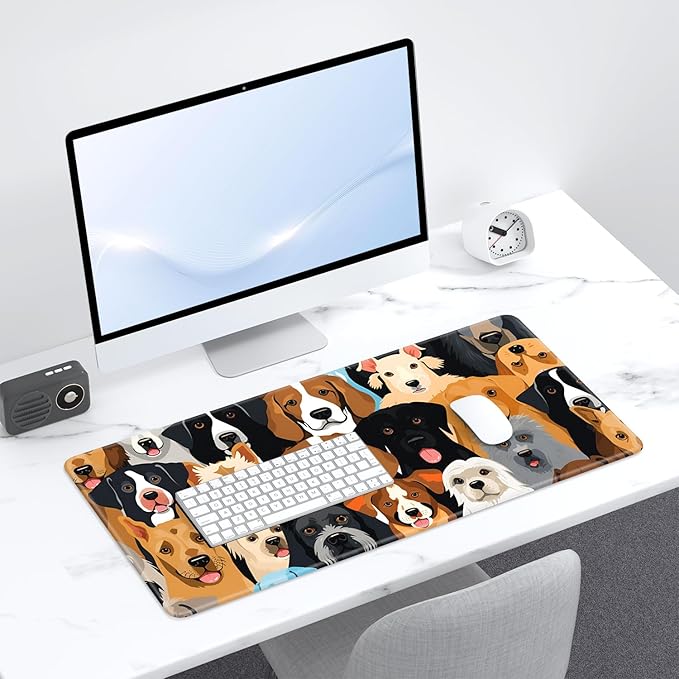 Desk Pad, 32" x 16" XXXL Extended Large Gaming Mouse Pad, Desktop Decor Desk Mat, Men Women Office Supplies and Accessories, Cute Anime Mouse Mat for Laptop & Keyboard, Gentleman Dog