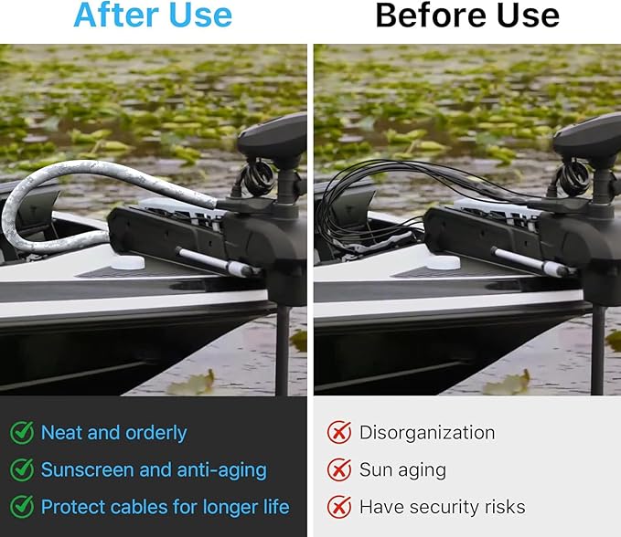 60" Trolling Motor Cable Sleeve, Made of Neoprene Trolling Motor Sleeve Great for Cover Cables and Extension Cords, Weather-Resistant,Organized Cable Management and Protect (Camouflage White)
