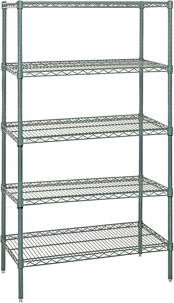 Quantum Storage Systems WR74-1854P-5 Starter Kit Wire Shelves Green Epoxy 5 Shelves 74" H x 54" W x 18" D