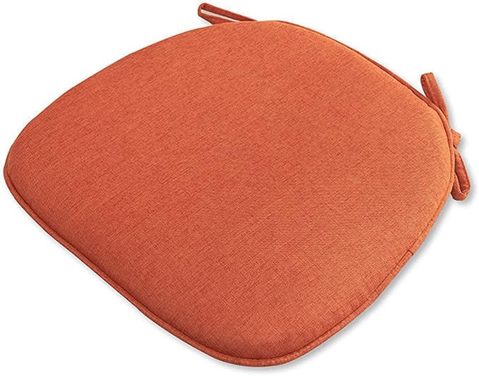U Shaped Chair Cushion Cover with Ties for Dining Chair Pad Set of 1 Linen Thick Non Slip Seat Cushion for Kitchen Living Room Office Chair Decor Machine Washable 17"x 16" (Orange, 1)