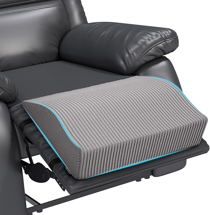 idee-home Recliner Leg Rest Cushion, Recliner Footrest Extender Pillow with Removable Corduroy Cover, Multi Purpose Ergonomic Foot Pillow Back & Lumbar Support Cushion for Bed Sofa Couch, Grey