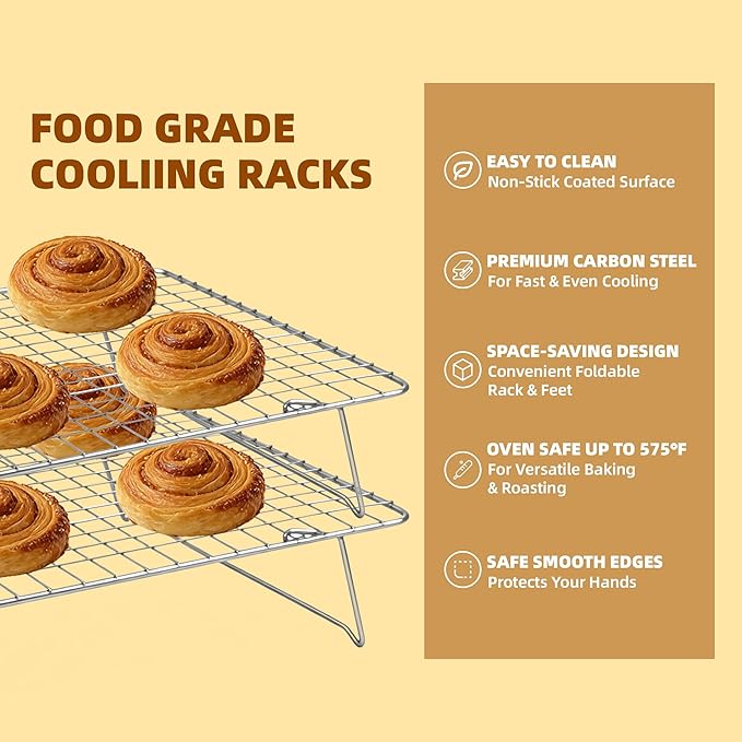 Cooling Rack, 5 Tier Stackable Cooling Racks for Cooking Baking Roasting, Multi-Level Collapsible Cookie Rack for Cakes, Oven Safe & Easy Clean (Silver, 5-Tier)