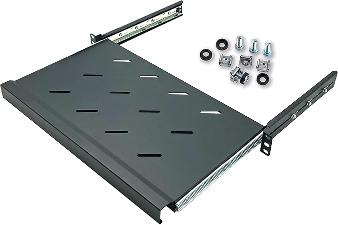 Electriduct 1U Keyboard Tray - Fully Extendable Universal 19" Rack Mount Sliding Shelf for Network Equipment Server Cabinet Enclosure with 3-Rail System and Mounting Hardware - 10.8" Deep
