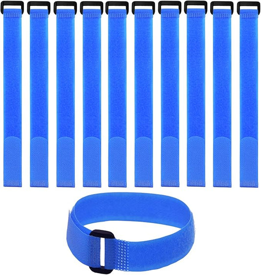 10 Pack (12 x 0.8 Inch) Reusable Fastening Cable Straps Blue Color,Adjustable Multi-Purpose Hook and Loop Straps Nylon Cable Ties for Wire Cable Management Home Office Garage Organization