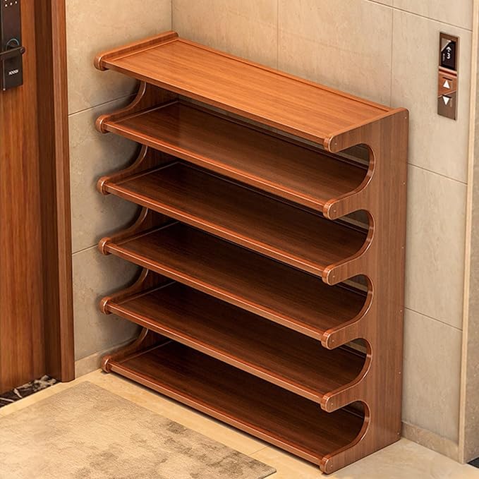 KNERS Bamboo Shoe Rack, Multi-Layer Space-Saving Shoe Organizer for Entryway, Bedroom or Living Room, Stable & Easy to Install, 3-Tier / 5-Tier / 6-Tier Options (6 Layer - 80cm)