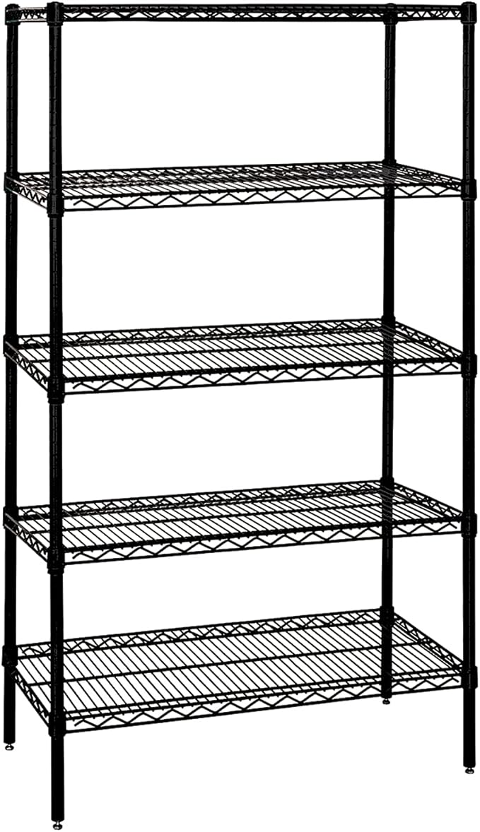Quantum Storage Systems WR63-1248BK-5 Starter Kit Wire Shelves Black Epoxy 5 Shelves 63" H x 48" W x 12" D