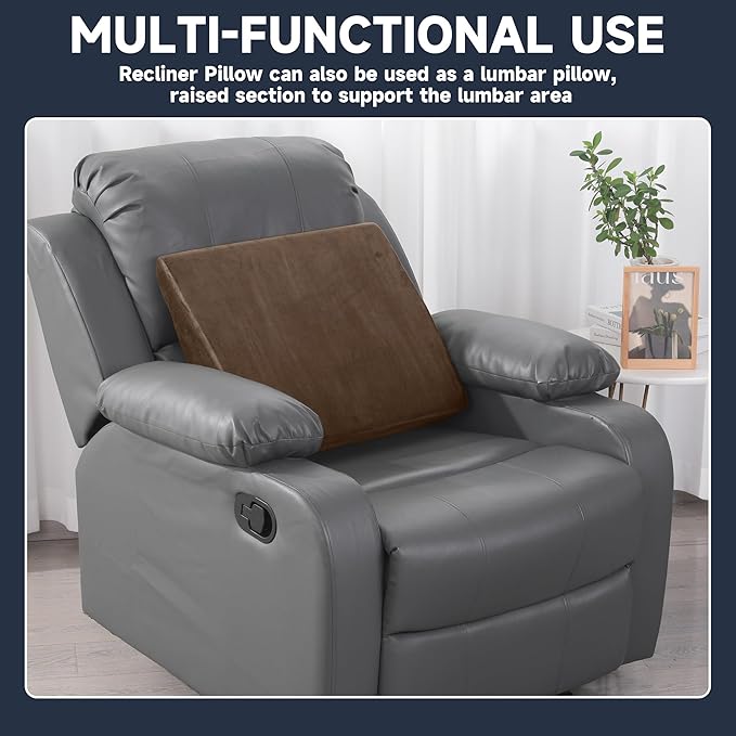 MABOZOO Wedge Recliner Leg Pillow, Foam Extra Large Foot Rest Cushion with Adjustable Straps, Recliner Footrest Extender Leg Elevation Pillow Wedge Pillow for Recliner, Bed, Sofa, Couch (Coffee)