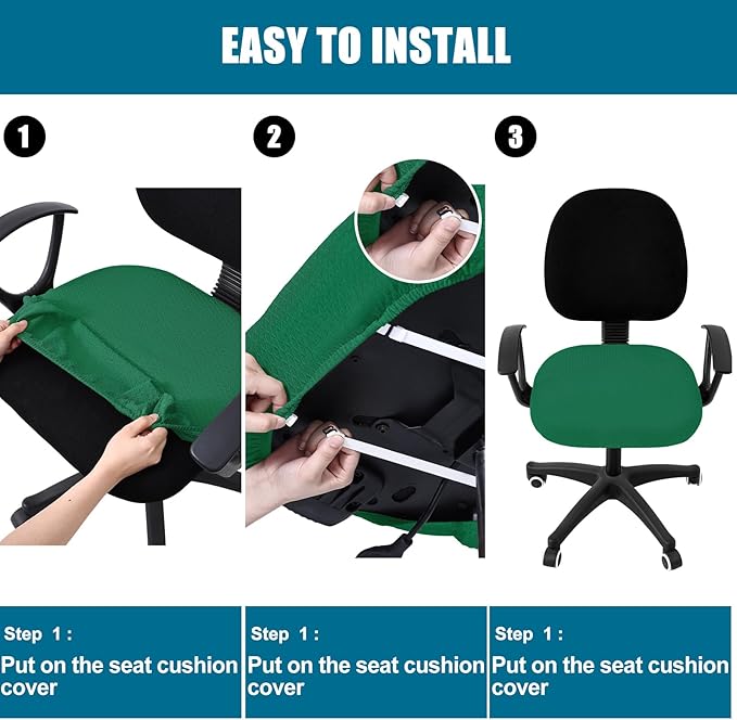 Smiry Stretch Jacquard Office Computer Chair Seat Covers, Removable Washable Anti-dust Desk Chair Seat Cushion Protectors - Chritsmas Green