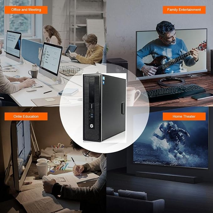 HP EliteDesk 800 G1 SFF Desktop Computer PC,i5 Small Form Factor Business Desk Top, Koorui 24 inch New Monitor,16GB RAM, 256GB SSD + 2TB HDD,WiFi,Bluetooth,Wireless Keyboard Mouse(Renewed)