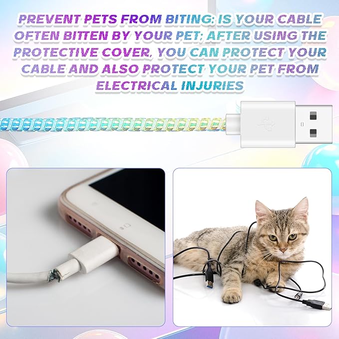 Frienda 10 Pcs Cord Protectors from Pets No Chew Spiral Cable Protector 43.3'' Phone Charger Cover Data Cable Protective Sleeve Chew Proof USB Wire Cover Stylish for Cat Dog Rabbit (Mixed Colors)