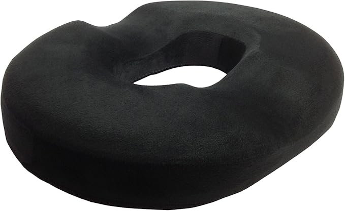Kieba Hemorrhoid Treatment Donut Tailbone Cushion, Prostate Pillow, Pregnancy, Post Natal, Bed Sores, Coccyx, Sciatica, 18 Inches. Ultra Premium Comfort Foam (Black)