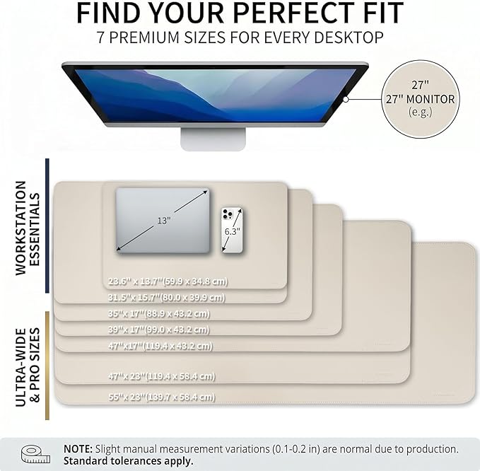 Large Desk Pad Non-Slip Desk Mat Protector for Keyboard Mouse Waterproof Vegan Leather Surface Faux Leather Laptop Mat Smooth Mouse Pad Premium Gift Tube Creamy White 31.5" x 15.7"