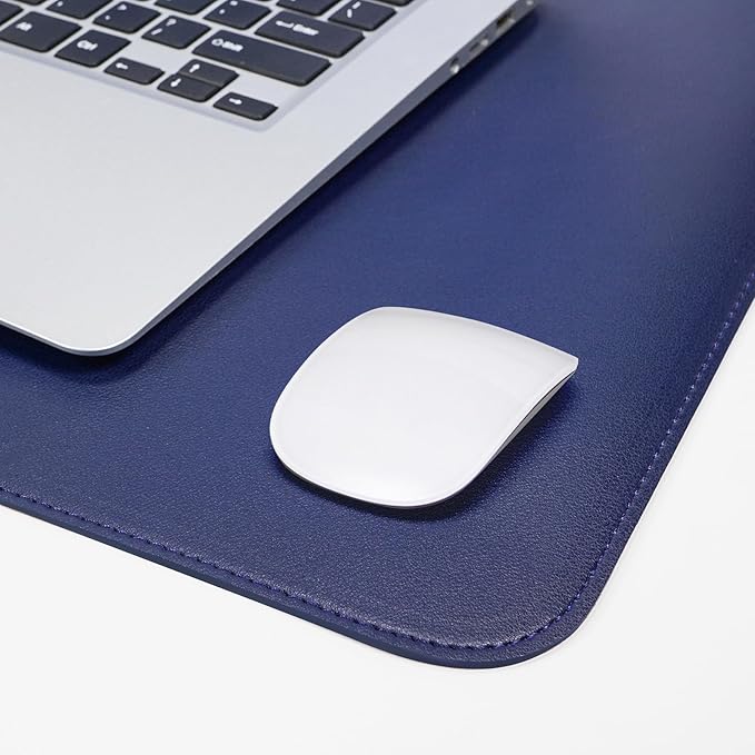 AFIING Cork Desk Mat 35.4" x 17", Dual-Sided Natural Cork & PU Leather Desk Pad, Non-Slip Waterproof Large Mouse Pad for Office, Home & Gaming (Sapphire Blue)