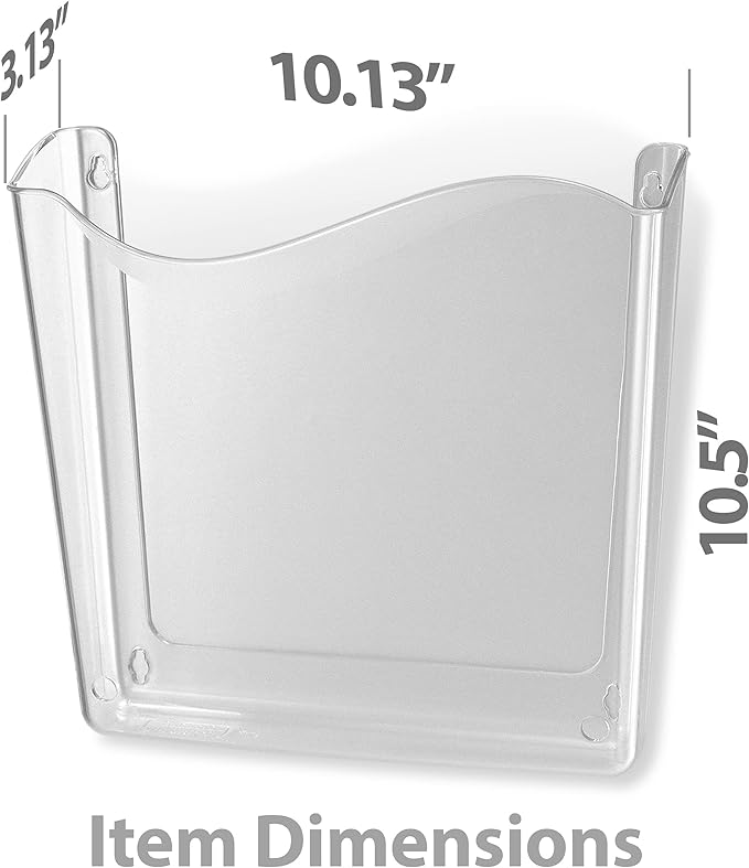 Officemate Vertical Wall File, Letter Size, Durable Unbreakable Plastic Organizer, Mountable Wall or Partition File Holder, Clear (21674) (Pack of 12)