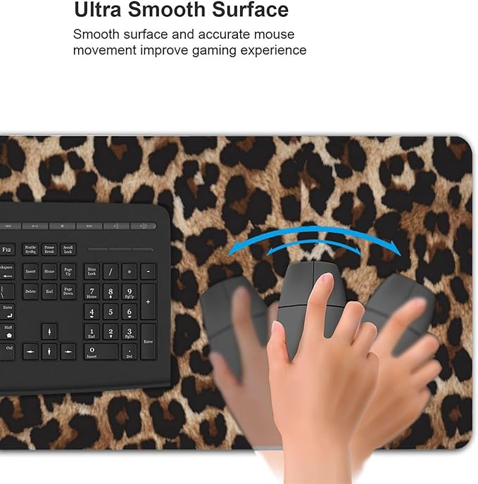 Leopard Cheetah Print Large Mouse Pad & Desk Mat Extended Mousepad with Stitched Edges Non-Slip Rubber Base Laptop Computer Keyboard Pad for Gaming, Office & Home Decor, XXXL - 35.4" X 15.7"