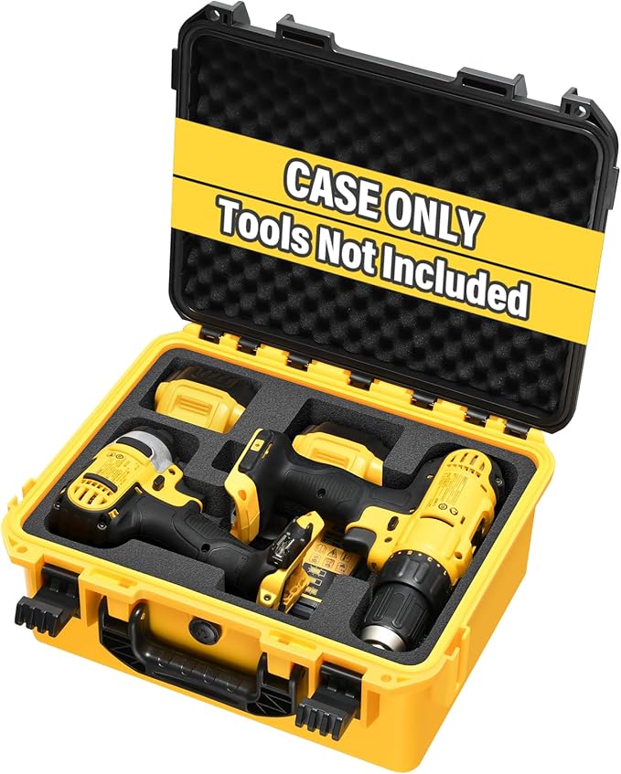 Case for Cordless Drill/Impact Driver Set - Waterproof Hard Tool Box for Dewalt Taladro, Waterproof Hard Tool Box for Dewalt Taladro, Power Tool Kit Bag for Drill Set | Impact Driver/Battery/Charger