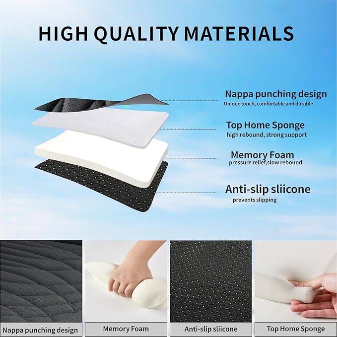 KAYI Car Seat Cover, Memory Foam Car Seat Cushion, Non-Slip Bottom Breathable Car Seat Cover, Relieve Tailbone Pain, Car Seat Protector, Suitable for 95% of Vehicles (Black, 2 Pack)