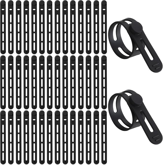 Tellegloww 42 Pcs Silicone Cable Ties Reusable Cord Organizer Adjustable Data Cable Wraps for Earphone Phone Charger Computer Cord Management Straps Travel Essentials(Black,5.12 Inch)