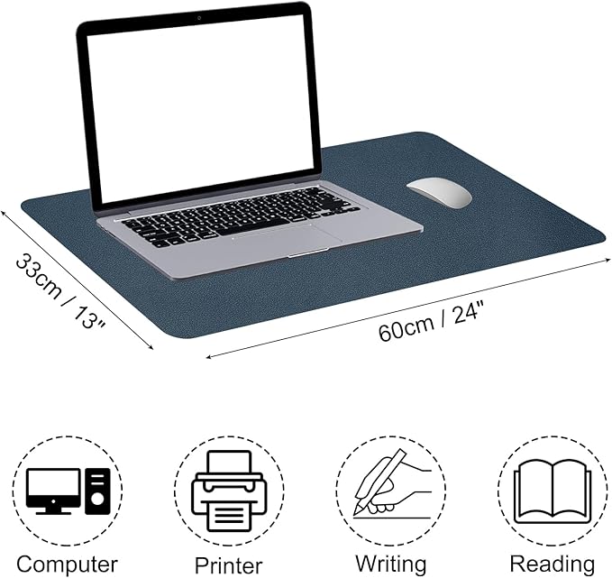 PATIKIL Desk Mat, 24x13, Non-Slip Waterproof PU Leather Pad, Dark Blue