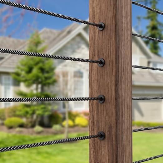 BLIKA 120 Pack Black Stainless Steel Protector Sleeves for 1/8" 5/32" or 3/16" Deck Cable Railing, for Wood/Composite Posts, T316 Marine Grade, Black Cable Railing Protector Sleeves