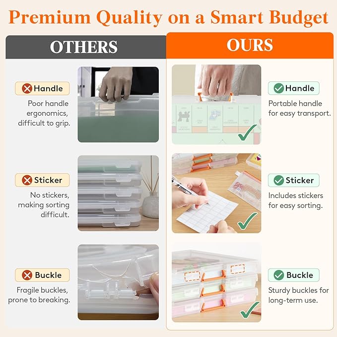 Lifewit 8 Pcs Board Game Storage Boxes, 12.2x10.6'' Paper Container with Secure Latch, Plastic Portable Organizer with Handle & Labels for File,Document,Puzzles, Cards, Art Supplies