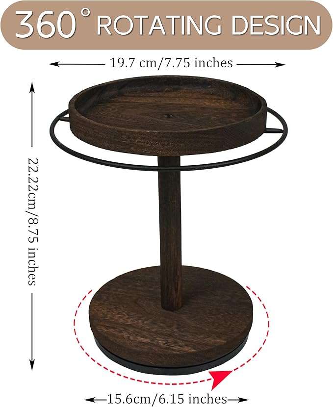 Sunglasses Organizer 360° Rotating Eyeglass Holder Stand with Wood Tray and Base, Eye Glass Display Rack for Multiple Sunglass Storage for Table Dresser Nightstand Desk
