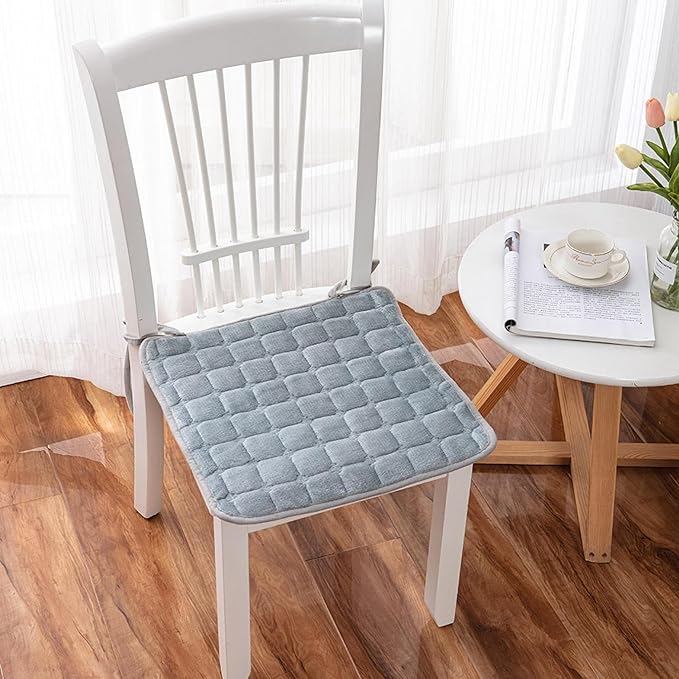 Solid Color Seat Cushion for Chair, 15.7inch Seat Cushions for Office Chairs, Comfortable Velvet Cushion with Ties, Removable Non Slip Hip Cushions for Home Office Chairs