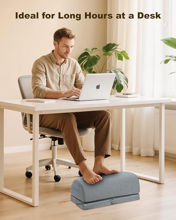 Comfier Under Desk Foot Rest at Work with Heat,Vibration,Ergonomic Heated Footrest,3 Height Under Desk Foot Rest for Office Chair,Foot Stand Support,Gift for Men,Women