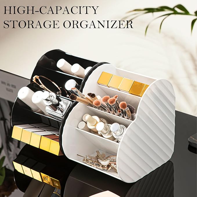 Heart-Shaped Slanted Makeup Organizer – 4-Compartment Tiered Storage, Durable Food-Grade Material, Stylish Vanity & Desk Cosmetic Holder (Green)