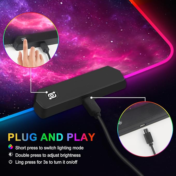 ARTSO RGB Gaming Mouse Pad, Large Extended Soft Led Mouse Pad with 14 Lighting Modes 2 Brightness, Water Resist Keyboard Pad, Computer Mousepads Mat 35.4x15.7inch, Starry Mountains