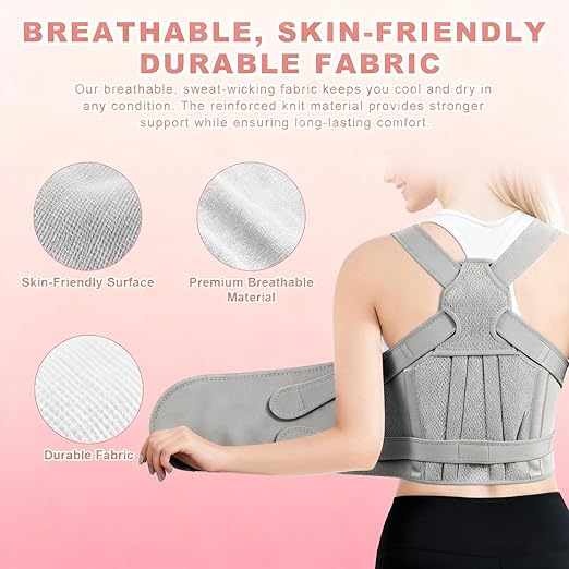 Back Brace Posture Corrector for Women and Men, Adjustable Shoulder Straightener Full Lumbar Support Belt, Upper and Lower Back Pain Relief, Scoliosis Hunchback Hump Thoracic Spine Corrector (Gray L)