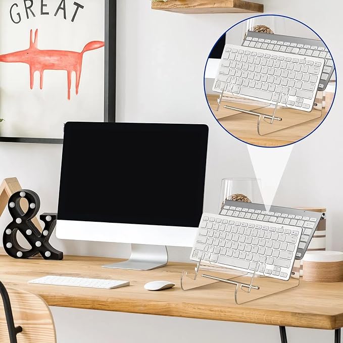 Taiyin Acrylic Keyboard Display Stand Holder Mechanical Computer Stand Shelf for Desk Transparent Acrylic 3 Tier Keyboards Storage Holder Tray for Computer Tablet Picture Frame