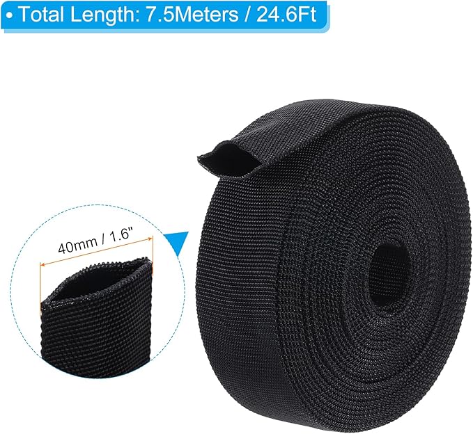 PATIKIL 0.9" Dia 24.6FT Nylon Protective Hose Sleeve, Cable Cover Sheath Protection for Welding Tig Torch Hydraulic Hose, Black