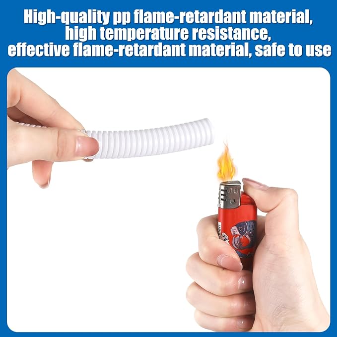 Kanayu Split Wire Loom Tubing Flame Retardant Wire Covering High Temperature Cable Sleeves Split Protector Cable Conduit for Industrial Electrical Automotive Marine(1/4''-50 ft,White)