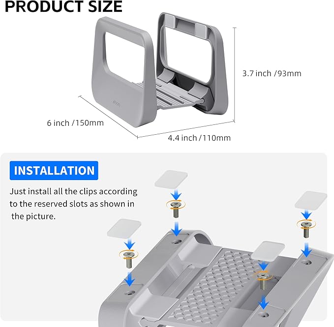 Vertical Laptop Stand for Desk,Plastics Laptop Holder Dock with Silicone Protection,Compatible with All MacBook/Surface/Samsung/HP/Dell/Chrome Book (Gray)