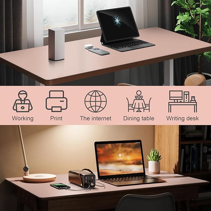 DAWNTREES Desk Mat for Desktop,PU Leather Desk Pad Protector,Non Slip, Large Mouse Pad and Keyboard Mat, Waterproof Writing Pad for Office and Home (Pink,47.2''x23.6'')