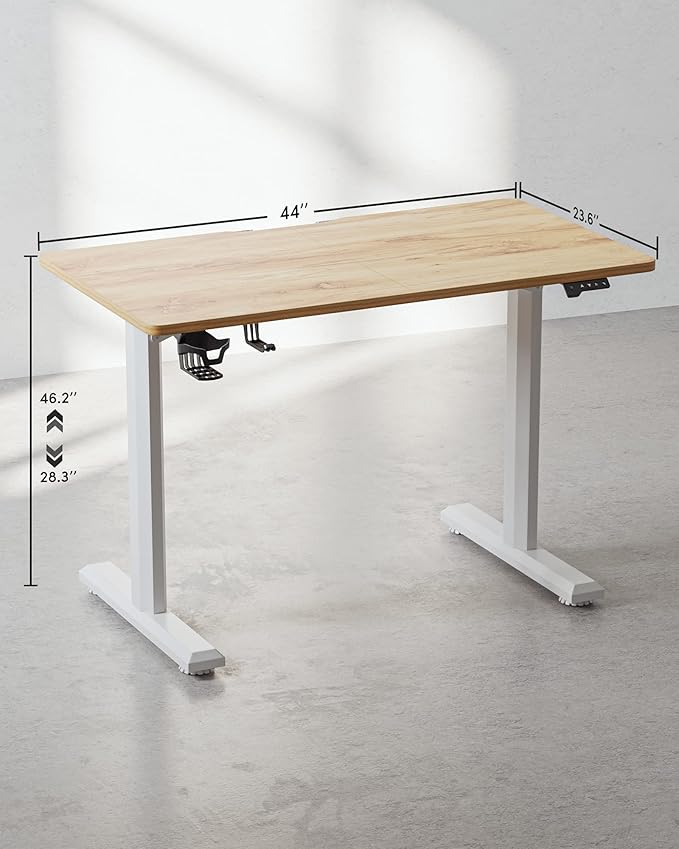 BANTI 44 x 24 Inches Standing Desk, Height Adjustable Electric Standing Desk, Stand up Table, Sit Stand Home Office Desk with Splice Board, Light Rustic