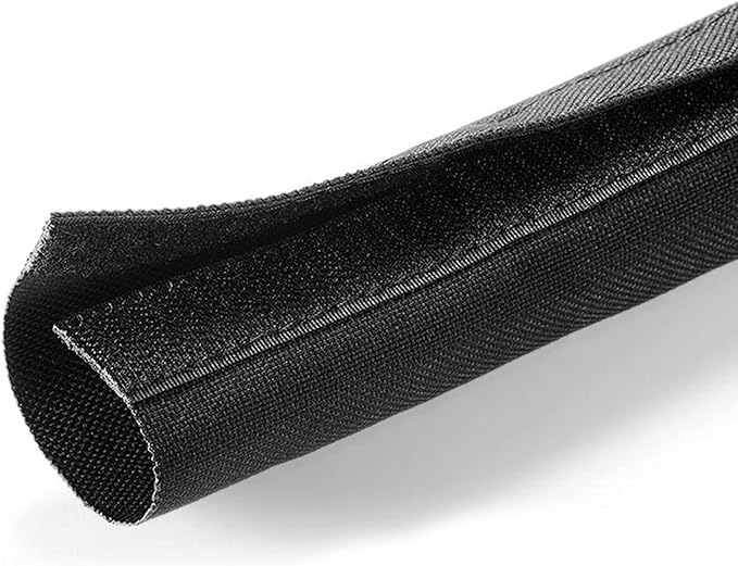 Electriduct 6" Hook and Loop Nylon Fast Wrap Sleeve Cable Management - 10 Feet - Black