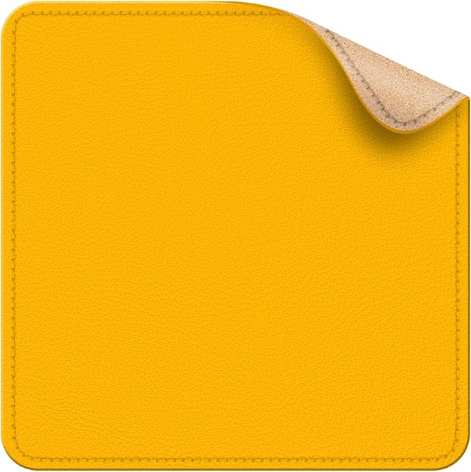 Leather Mouse Pad with Stitched Edge, Waterproof Gaming Mouse Mat for Computers, Laptop, Office & Home (Yellow, 11"*8")