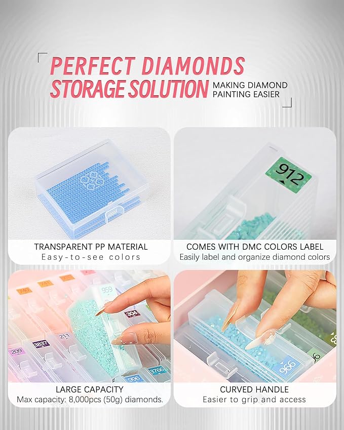 forever young 45pcs Diamond Painting Storage Containers Trays, Diamond Art Accessories Diamond Painting Trays with Lids, 2-in-1 Storage, Bead Storage & Line-Up, Box Package